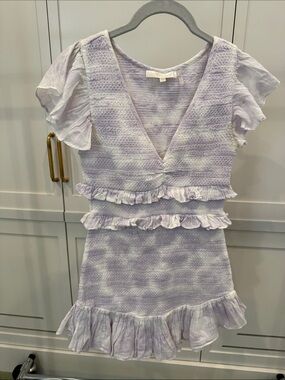 LoveShackFancy Lavender Ruffle Knit Mini Dress